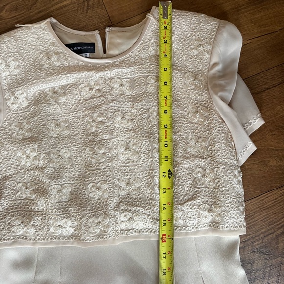 Vintage Donna Morgan Lace Overlay Formal Dress Champagne Ivory Size 12 - Picture 7 of 10
